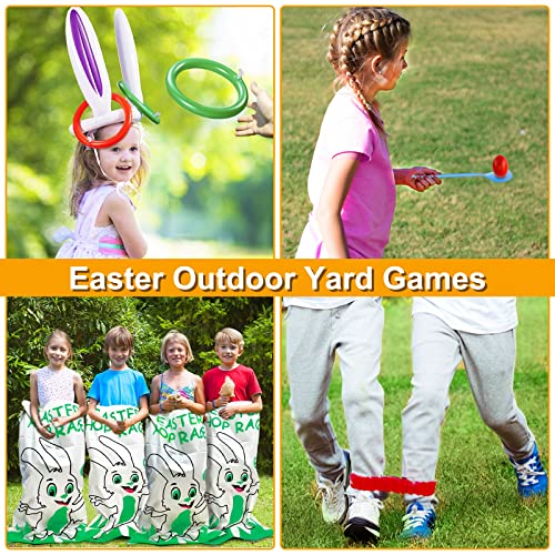 19 Pack Carnival Outdoor Games for Kid Family Party, Potato Sack Race Bags, Egg Spoon Relay Race, 3-Legged Race Bands, Ring Toss Games Fun for Yard Lawn School Field Day Birthday Party Family Events
