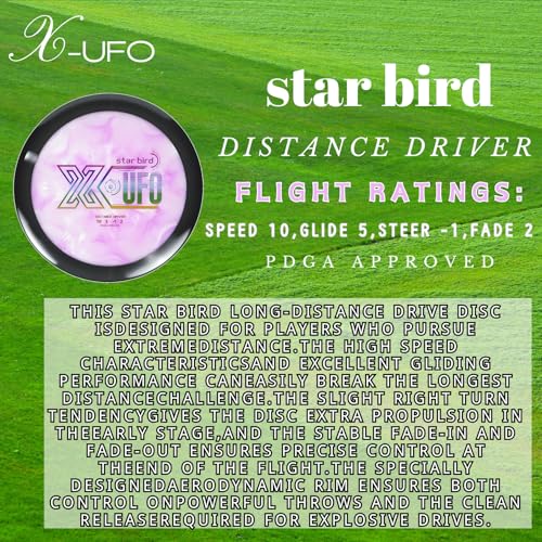 X-UFO Disc Golf Driver, 170-180g, PDGA-Certified, Suitable for Windy and Ultra Stable tee Shots, Ultra Stable Long Distance Driver - color: mix colors