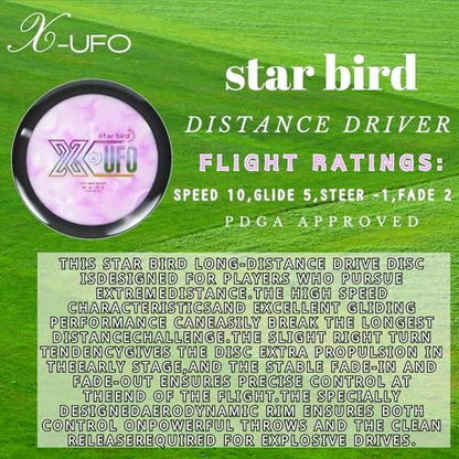 X-UFO Disc Golf Driver, 170-180g, PDGA-Certified, Suitable for Windy and Ultra Stable tee Shots, Ultra Stable Long Distance Driver - color: mix colors