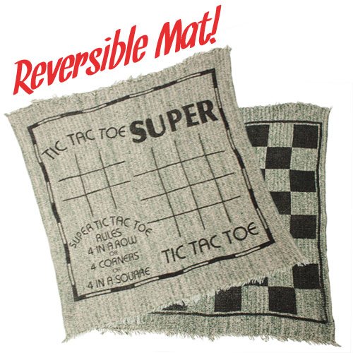 Jumbo 2-Sided Checker, Tic Tac Toe and Mega Tic Tac Toe Rug Game Set - Includes Complete Set of Checkers!
