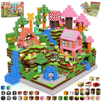 Annexfun Magnetic Blocks - 300PCS Magnetic Building Blocks Road Forest Magnetic Cubes - Sensory Toys for Montessori Toddler Birthday Gifts -STEM Construction Toys for Kids Ages 3+ for Boy & Girl