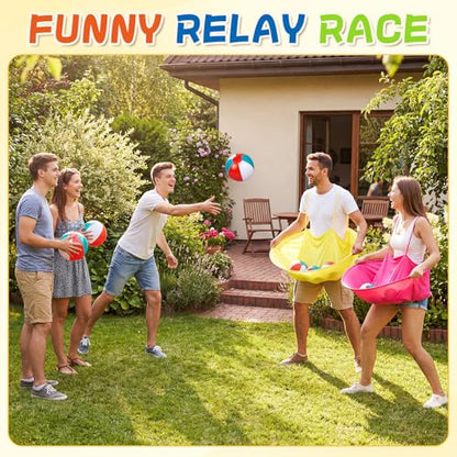 Ceenna Granny Skirt Outdoor Game, Inflatable Hilarious Ball Relay Set with Stretchy Granny Giant Skirt, Balls and Pump, Family Reunion Team Relay Game Party - color: Multicolor