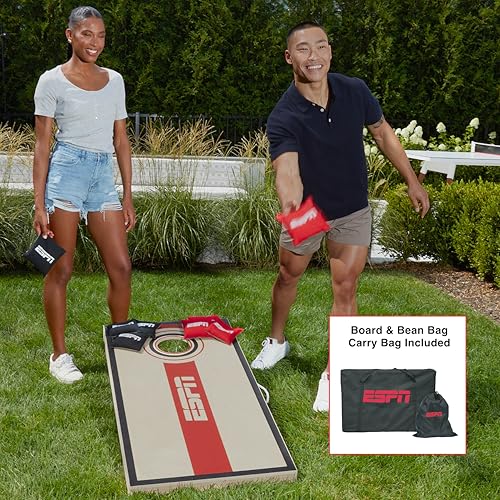 ESPN Solid Wood Cornhole Board Set, Includes Bean Bags and Travel Case, Ideal for Outdoor Games - style: 2x4