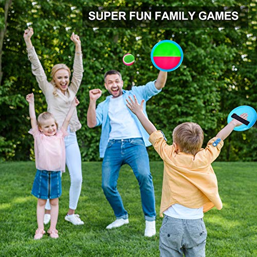 Toss and Catch Ball Set Kids Toys, Beach Toys, Yard Games, Outdoor Toys for Kids Ages 3-12, Upgraded Camping Games Paddle Ball Games for Kids, Adults and Family