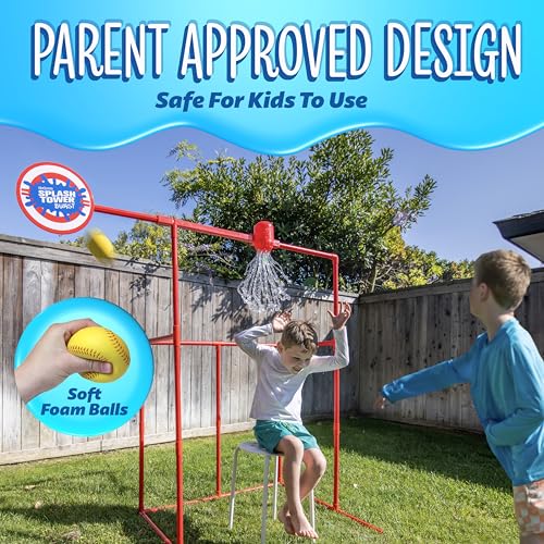 GoSports Backyard Water Toy Game for Kids & Family - Carnival-Style Splash Tower Dunk Tank with Water Balloons - Safe Design and Durable Weather-Resistant Construction - Ages 8 and Up