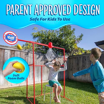 GoSports Backyard Water Toy Game for Kids & Family - Carnival-Style Splash Tower Dunk Tank with Water Balloons - Safe Design and Durable Weather-Resistant Construction - Ages 8 and Up
