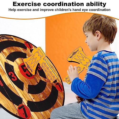 WIn SPORTS Toy Foam Axe Throwing Game - Indoor Outdoor Target Game,Includes Two Foam Axes, One 26” Easy Fold Target and A Carry Bag