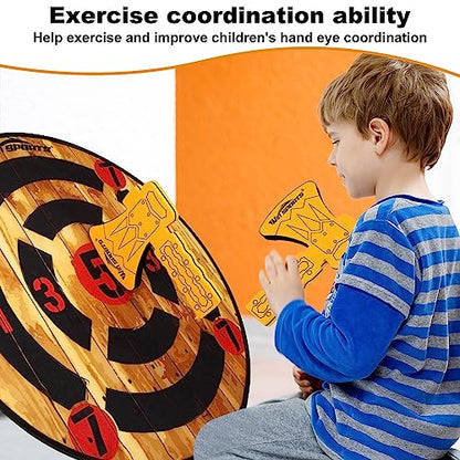 WIn SPORTS Toy Foam Axe Throwing Game - Indoor Outdoor Target Game,Includes Two Foam Axes, One 26” Easy Fold Target and A Carry Bag