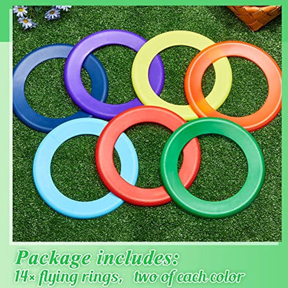 Juexica 14 Pack Flying Rings Bulk for Adult Light Colorful Flying Discs Outdoor Games Beach Toys for Pool Beach Backyard Camping Activities(14 Packs)