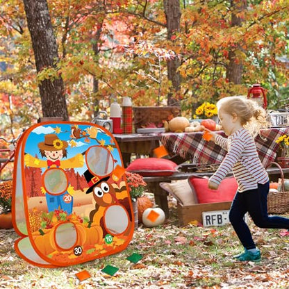 Fall Thanksgiving Bean Bag Toss Games for Kids, Fall Festival Party Games Outdoor Indoor Turkey Dart Board for Kids Carnival Games Toys Thanksgiving Party Favors for Boys Girls Family Yard Games