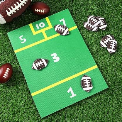 Gemscream Football Bean Bag Toss Set with Green Soccer Field Carpet and 8 Pcs Mini Bean Bags Cornhole Set for Holiday Backyard, Beach Camping Family Party Activities
