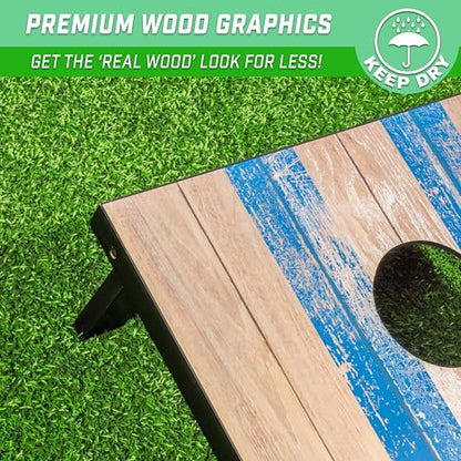 GoSports Portable Cornhole Sets, 8 Styles – Choose 4 x 2 ft or 3 x 2 ft - Boards Include 8 Bean Bags, Travel Case, and Game Rules - style: 3 x 2 ft Barnwood