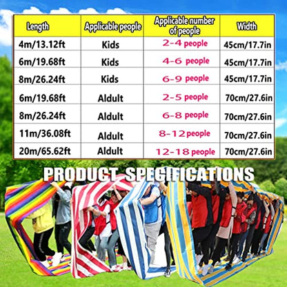 Teamwork Game Playing Run Mat, Indoor and Outdoor Team Building Multiplayer Game Rolling Run Mat for 2-18 People (Size : Kids-6M/20FT)