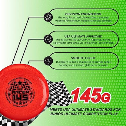 Duncan Racer 145G Weighted Flying Disc - Ultimate Disc for Junior Division, Best for Beach and Outdoor Games, Red