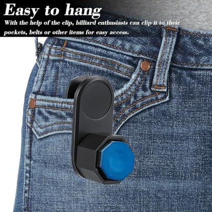 Octagon Pool Chalk Holder with Magnetic Belt Clip, Portable Billiard Cue Chalk Holder, Snooker Accessories, Black & White, Plastic + Magnet