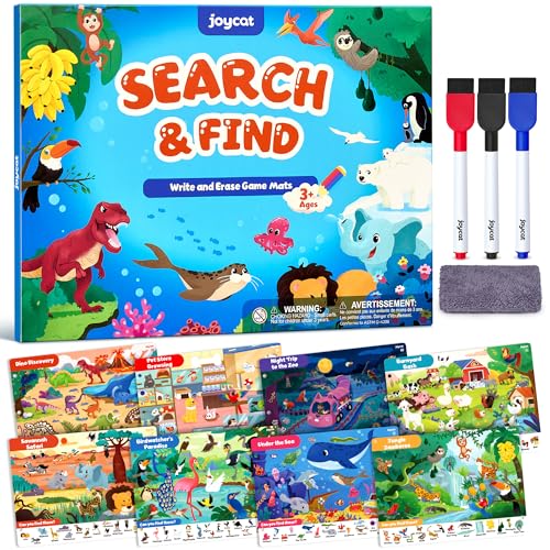 JoyCat Search and Find Activity Books, Animal Preschool Learning Activities for Toddlers & Kids, Travel Toys for Road Trip Car and Airplane, Busy Toy, Educational Game Gifts for Boys Girls Ages 3-5 - style: Animal
