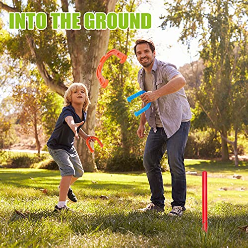 Outdoor Indoor Rubber Horseshoes Set - Win SPORTS Includes 4 Horseshoes,2 Pegs,2 Rubber Mats,2 Red Plastic dowels,Beach Games Perfect for Tailgating,Camping,Backyard,Fun for Kids Adults