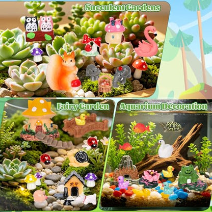 160 Pcs Fairy Garden Accessories Miniature Resin Animals Tiny Fairy House Figurines Fairy Garden Ornament Kit for DIY Crafts Micro Landscape Dollhouse Mini Scene Garden Outdoor Decor - style: 160Pcs-Fairy Garden Accessories