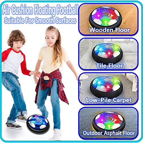 JRD&BS WINL Hover Soccer Ball Toys for Boys Girls,Rechargeable Floating Soccer Ball with Led Lights and Foam Cushion,Indoor Air Football Game for Kids Age 3-12（2Pack - color: Black-2
