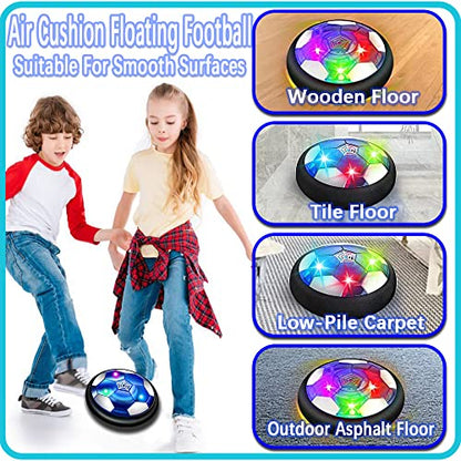 JRD&BS WINL Hover Soccer Ball Toys for Boys Girls,Rechargeable Floating Soccer Ball with Led Lights and Foam Cushion,Indoor Air Football Game for Kids Age 3-12（2Pack - color: Black-2