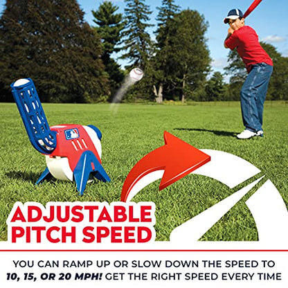 Franklin Sports Kids Pitching Machine - Plastic Baseball Pitching Machine for Kids Batting Practice - MLB Power Pitcher with Adjustable Speeds