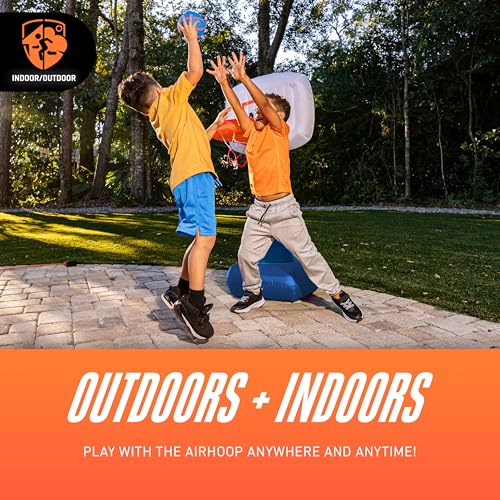 NERF AirHoop Kids Inflatable Basketball Hoop Set - Instant Blow Up Youth Mini Hoop + Foam Basketball - Plug in Inflation in 10 Seconds - 4.5' Feet Kids Toy Basket + 5" Inch Mini Ball