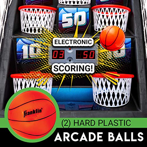 Franklin Sports Anywhere Basketball Arcade Game - Table Top Basketball Arcade Shootout- Indoor Electronic Basketball Game - style: Basketball - Red