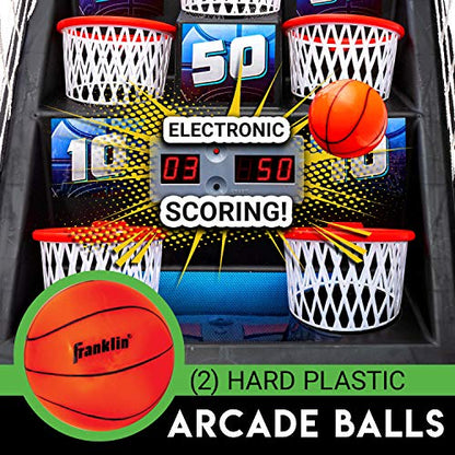 Franklin Sports Anywhere Basketball Arcade Game - Table Top Basketball Arcade Shootout- Indoor Electronic Basketball Game - style: Basketball - Red