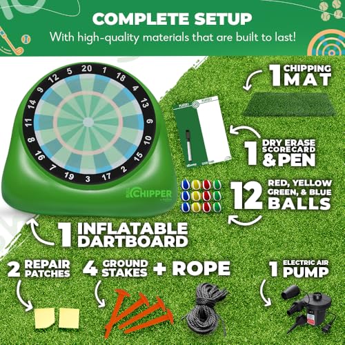 Swooc Games® - Bull Chipper™ | Giant Golf Darts with 10+ Golf Games | Backyard Game with Air Pump | Yard Game for Adults | Giant Outdoor Fun for Adults and Family | Outside Activity - Golf Chipper - size: XL - 8ft