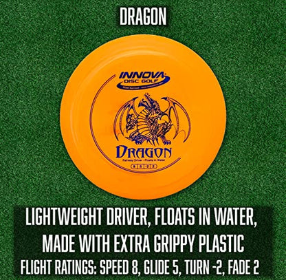 Innova Disc Golf Set 5 Disc Set Includes Disc Golf Driver, Mid-Range,Disc Golf Putter - Innova Star Destroyer, DX Dragon, Disc Golf Discs, Frisbee Golf Discs Set, PDGA Approved Colors Will Vary