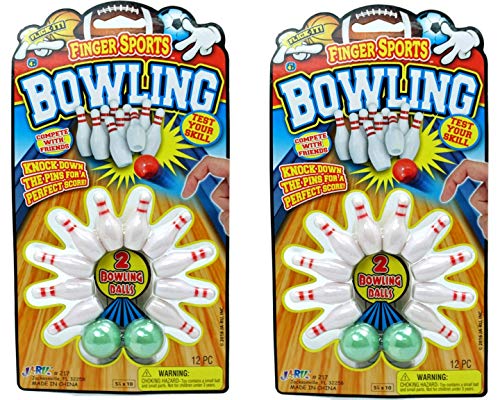 JA-RU Mini Bowling Set (2 Pack) Mini Bowling Pins & Bowling Balls | Small Tabletop Game for Kids | Bowling Party Favors, Stocking Stuffers, Classroom Prizes, & Bowler Gift Ideas. 217-2p - size: 2 Sets