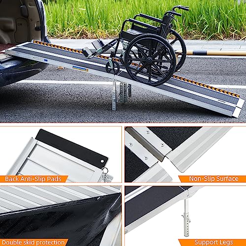 HABUTWAY 10ft Wheelchair Ramp, Portable Wheelchair Ramp with Support Legs, Double Non-Skid Ramps Hold Up to 800Lbs, Threshold Ramps for Home,Stairs, Curbs,Steps,Doorway - size: 10 FT Using height 10-30"