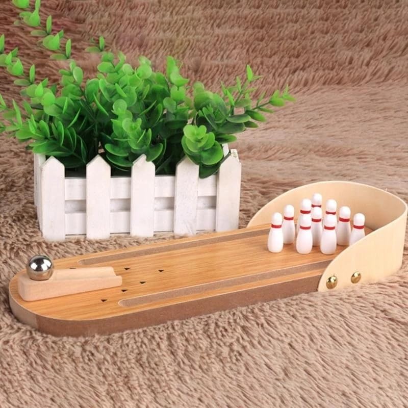 Entertainment Mini Desktop Bowling Game Set Wooden Tabletop Bowling Game Desktop Bowling Toy Home Bowling Gift for Adult Antistress Family Fun Party Toys