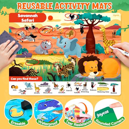 JoyCat Search and Find Activity Books, Animal Preschool Learning Activities for Toddlers & Kids, Travel Toys for Road Trip Car and Airplane, Busy Toy, Educational Game Gifts for Boys Girls Ages 3-5 - style: Animal