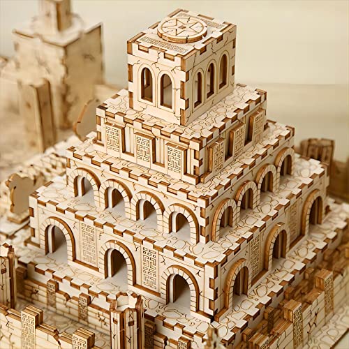 3D Wooden Puzzles The Ruins of The Ancient Temple Model Kits, Brainteaser and Puzzle for Christmas/Birthday,Gifts for Adults and Teens to Build Combination - style: Ruin