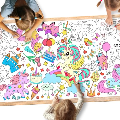 Gatherfun Unicorns Birthday Party Giant Coloring Poster - 31.5x 72 Inches - Versatile Classroom Wall Décor & Unicorns Birthday decorations-Poster or Table Cover for School Parties and Special Events - style: Unicorns