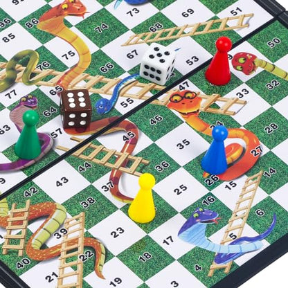 Snakes and Ladders Board Game Set-9.8", Magnetic Folding Travel Game, Family Fun Toys/Gift for Kids and Adults - style: Right Angled Style