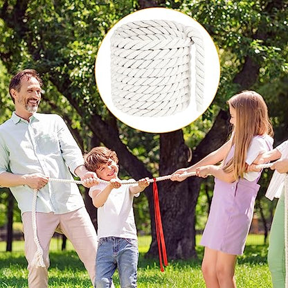 NEBURORA 20FT Tug of War Rope for Adults Outdoor Games Field Day Family Reunion Summer Outside Yard Backyard Lawn Camping Picnic Carnival Party Games Beige - color: Beige