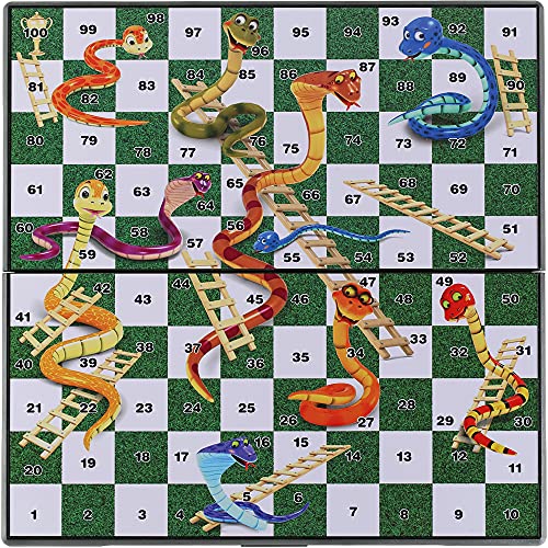 Snakes and Ladders Board Game Set -9.5", Magnetic Folding Travel Game, Family Fun Toys/Gift for Kids and Adults (Rounded Corner Style) - style: Rounded Corner Style