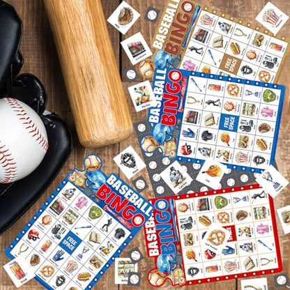 Fancy Land Baseball Bingo Game Baseball Party Bingo Cards Set for Kids Adults Sports Theme Birthday Family Activity Supplies 24 Players
