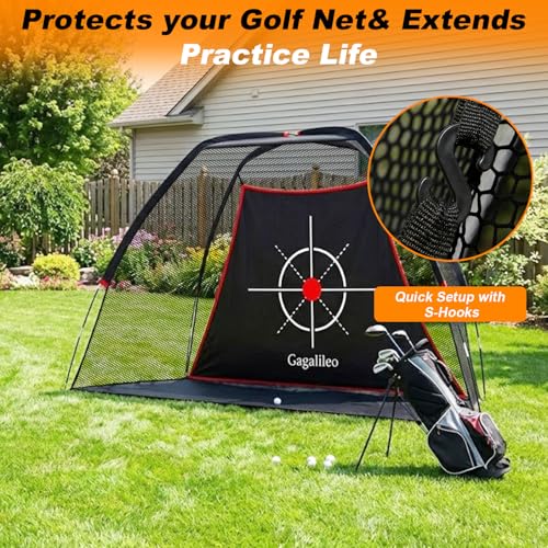 Gagalileo Golf Target Cloth: Protective Net Portable Easy Setup with S-Hooks & Ropes Indoor Outdoor Practice All Golfers Training Accuracy for Backyard Garage - size: 5.7x4.7x2.7FT