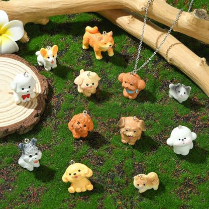 Stiesy 20 Pcs Dog Charms Resin 3D Animal Charm Cute Pet Doggy Dangle Charms for Jewelry Making Bracelet Crafting - color: Dog-20pcs--20 style