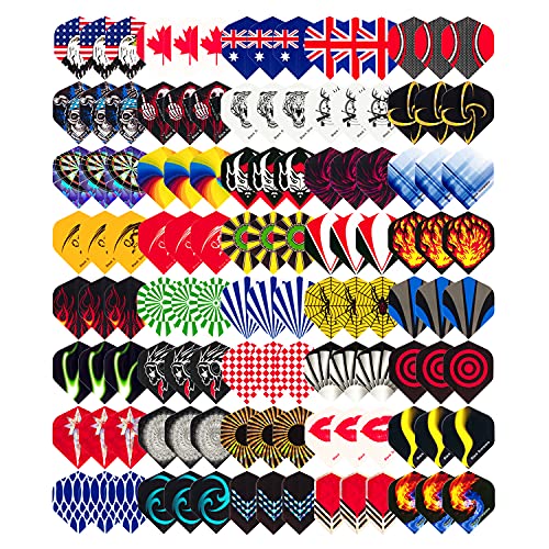 Standard Dart Flights 40 Sets 120 Pcs - Durable PET and Laser Replacement Feather Tail Wings - Dart Accessories Kit for Steel Tip Darts and Soft Tip Darts