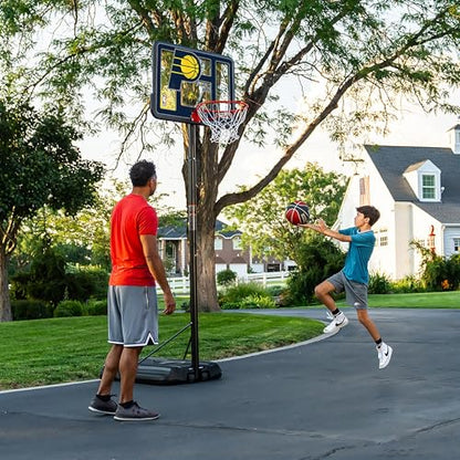 Lifetime NBA Indiana Pacers Portable Basketball Hoop, Adjustable Height 7.5-10 Ft, 44 Inch Shatterproof Fusion Backboard, Base with Wheels - color: Indiana Pacers
