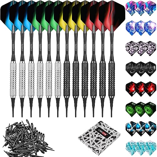 CyeeLife 16g Soft tip Darts with Extra Flights and Plastic Points For Beginners