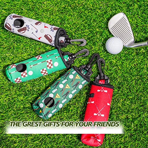 4 Pieces Golf Tee Holder Golf Ball Carry Bag Pouch Ball Holder Keychain Belt Clip Gifts Accessories - color: Vivid Color