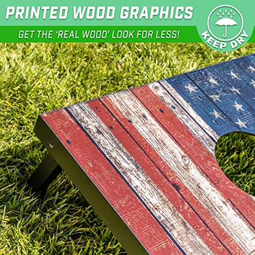 GoSports Portable Cornhole Sets, 8 Styles – Choose 4 x 2 ft or 3 x 2 ft - Boards Include 8 Bean Bags, Travel Case, and Game Rules - style: 3 x 2 ft American Flag