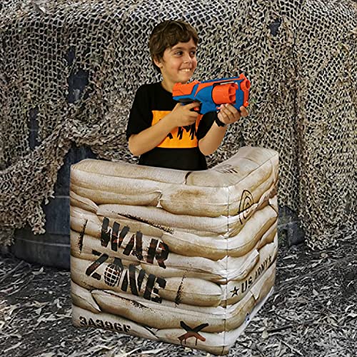 Combat Battlefield Compatible with Laser tag, Water Gun, Dart Gun, Perfect for Boys and Girls Birthday Activities (Battle INFLATABLES Combat war Zone Battlefield Activity)
