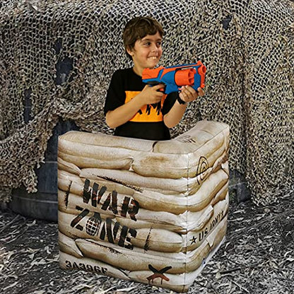 Combat Battlefield Compatible with Laser tag, Water Gun, Dart Gun, Perfect for Boys and Girls Birthday Activities (Battle INFLATABLES Combat war Zone Battlefield Activity)
