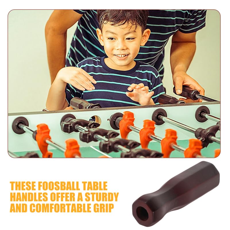 GALPADA 2Pcs Wooden Foosball Table Handles Octagonal Replacement Parts for Indoor Soccer Machine Rods Non-Slip Grip Wine Red